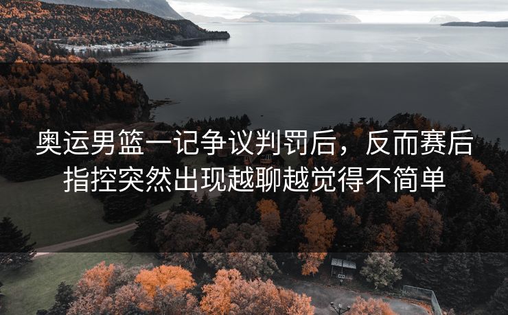奥运男篮一记争议判罚后，反而赛后指控突然出现越聊越觉得不简单