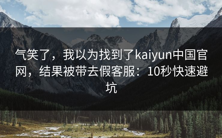 气笑了，我以为找到了kaiyun中国官网，结果被带去假客服：10秒快速避坑