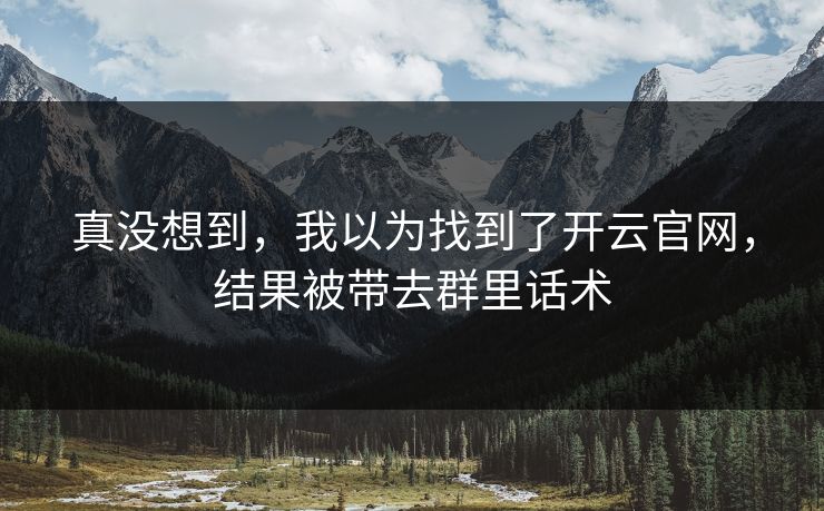 真没想到，我以为找到了开云官网，结果被带去群里话术