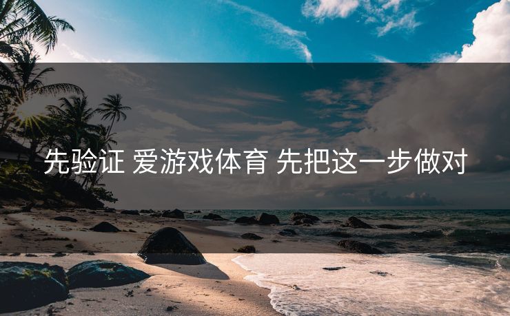 先验证 爱游戏体育 先把这一步做对 先验证 爱游戏体育 先把这一步做对